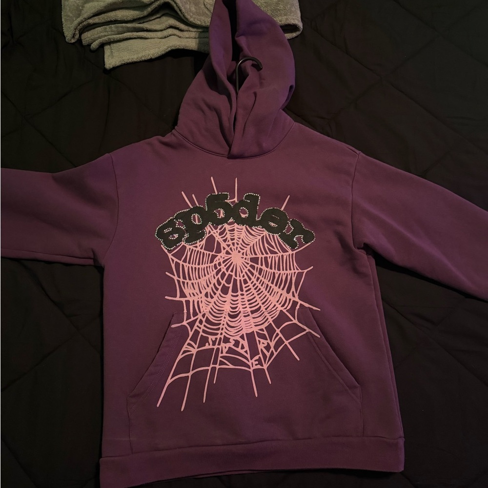 Purple Hoodie with Spider Web Design
